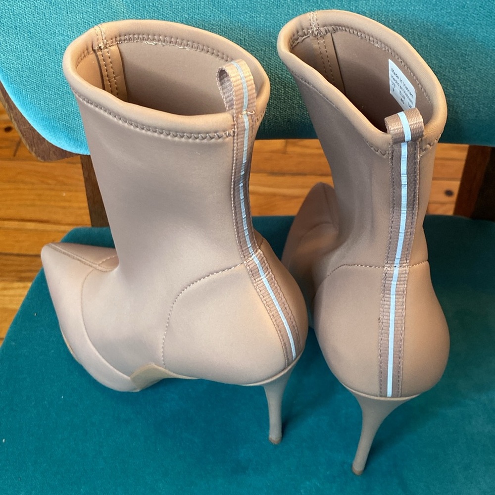 Elegant Tan Stiletto Cloth Pull-On Ankle Boots - Picture 5 of 5